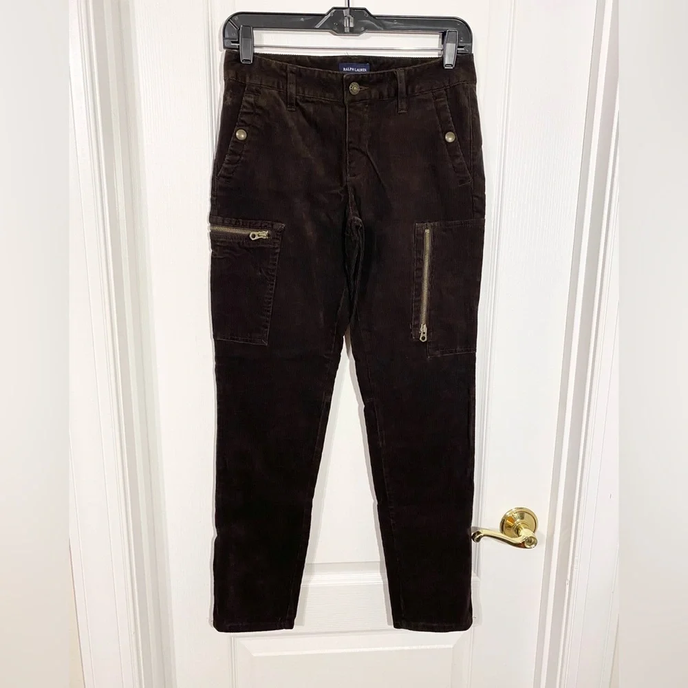 Ralph Lauren Corduroy Moto Zip Pants Brown Girl’s Size 16